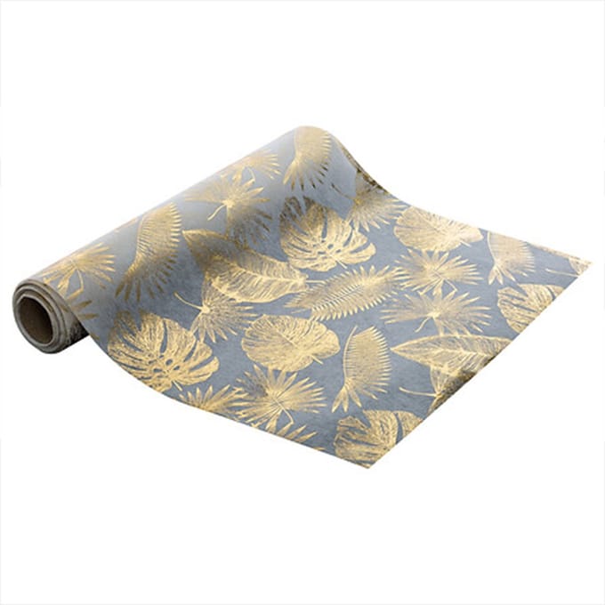 Feeric Lights & Christmas Decoratie stof/tafelloper - wit/goud -500 x 28 cm - polyester