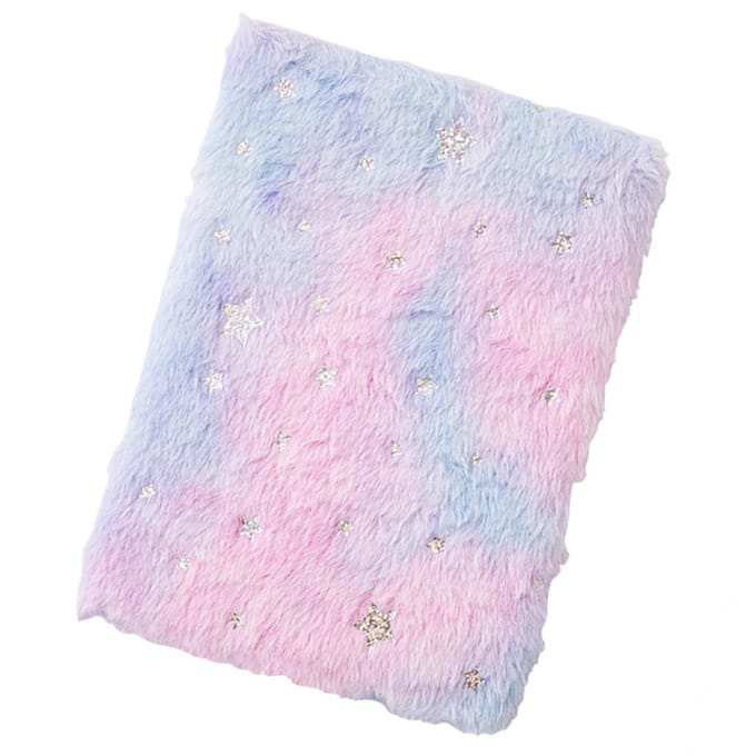 Journal en Peluche Couleur Dégradée 80 Pages Journal Carnet Polyvalent pour Étudiants Étoile white