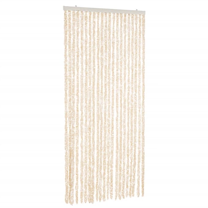 vidaXL - Vliegengordijn - 90x200 - cm - chenille - beige - en - wit