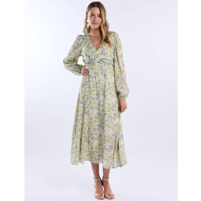 Freebird Wv-vis-poly-flower-26-1 Dames - Jurk - Creme - Maat M