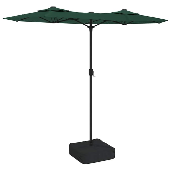 vidaXL - Parasol - dubbel - met - LED's - 316x145 - cm - groen