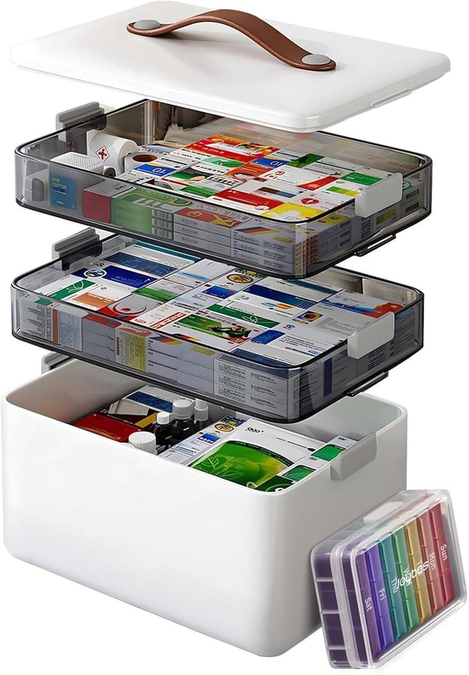 Dailygoods- Medicijnkist Grote Opslagcapaciteit - 3-Laags