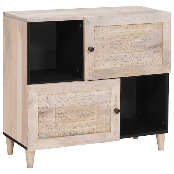vidaXL - Dressoir - Bleached - White - 80 - x - 33 - x - 75 - cm - Massief - Mango - Hout