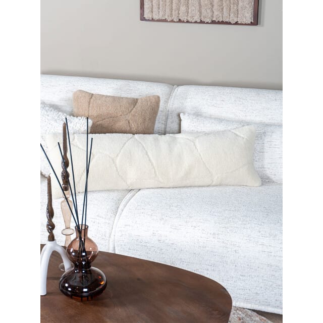 Kussen Navi Naturel 30 x 100 cm - Luxe Wollen Sierkussen met Organisch Patroon