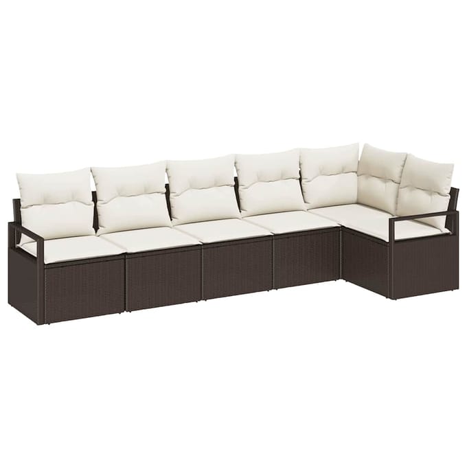 vidaXL Bankstel 6 st Bruin poly rattan