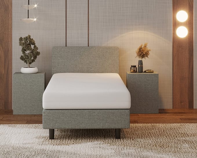 Nessa® - 90x200 Boxspring Bjorn Grijs + Pocketvering matras 20cm