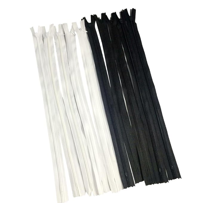 10 stuks witte zwarte onzichtbare nylon gesloten ritsen voor het naaien van 40 cm 40cm zwart/wit