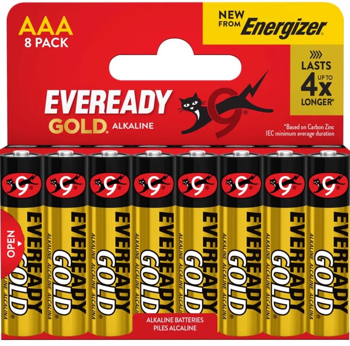 Energizer Eveready Gold LR03 AAA Alkaline Batterijen 8 stuks