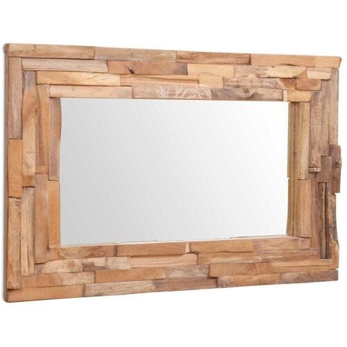 vidaXL - Decoratieve - spiegel - rechthoekig - 90x60 - cm - teakhout