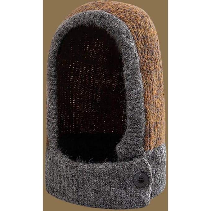 Bonnet Chaud Écharpe Intégrée pour Cyclisme Femme Hiver Tricoté gray