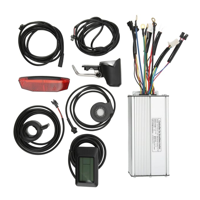 Kit de Conversion Vélo Électrique Compteur LCD7U Système de Contrôle à Ondes Sinusoïdales 30A pour Moteur 48V 1000W black