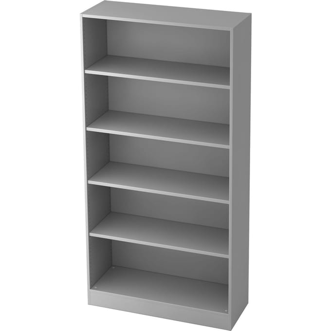 Boekenkast, 5 OH, spaanplaat, B 1000 x D 400 x H 2004 mm, lichtgrijs