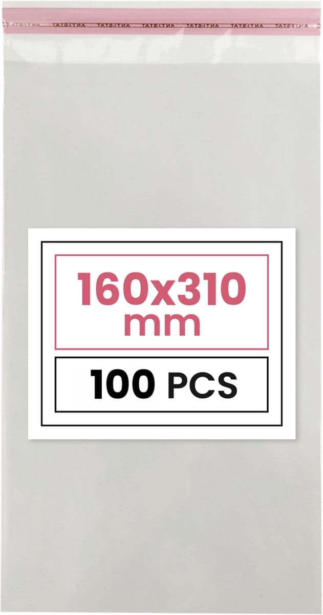 Plastic zakjes met plakstrim - 16x31 cm - transparant - 100 zakken
