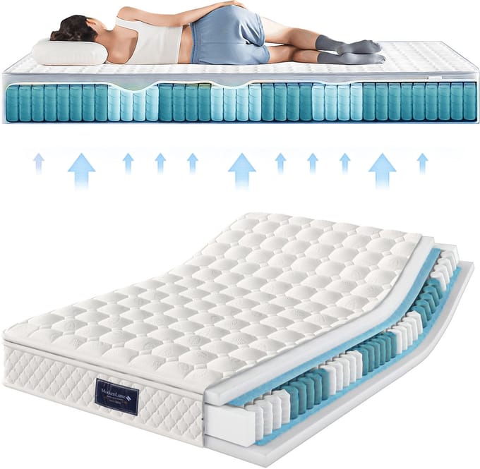 Matras-140x200cm-Pocketveringmatras-Premuim-7 zone-25cm dik-Koudgeschuimd Schuim-H3 Gemiddelde Hardheid