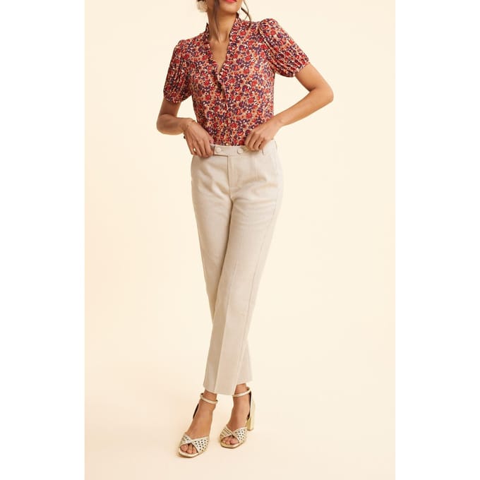 ICode Ecru Lurex Pinstripe Pattern Suit Pants Ecru Taglia: 34 | Pantaloni da completo Outlet | Donna | Marrone