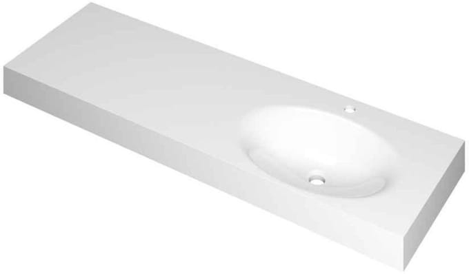 INK Smooth Wastafel Polystone Rechts met 1 Kraangat - 1400x450x90 mm - Glans Wit