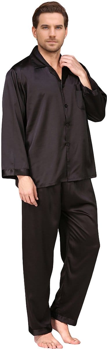 ALLTHEMEN Heren Pyjama - Reverskraag en Elastisch Pyjamaset - S