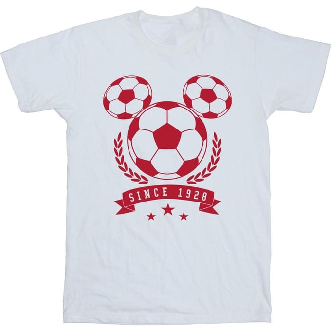 Disney Jongens Mickey Voetbalhoofd T-Shirt (Wit)