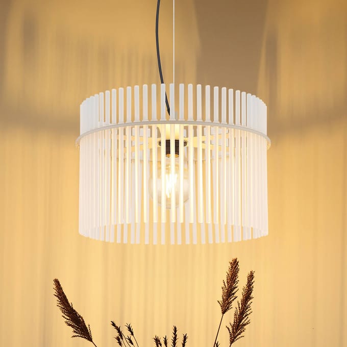 Globo Hanglamp Gorley, wit/zandkleurig, Ø 40 cm, glas, E27