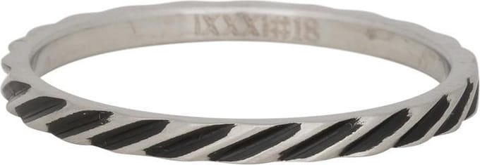 iXXXi Vulring 2mm Slanting stripes ring Mat ZIlverkleurig - maat 20