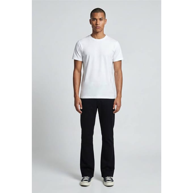 Slim Flare Broek Met Half & Half Tailleband In Gewassen Twill | Black | Size Medium