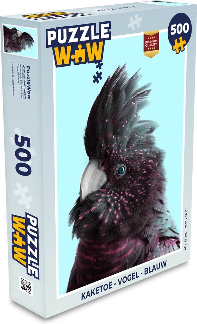Puzzel Kaketoe - Vogel - Blauw - Legpuzzel - Puzzel 500 stukjes
