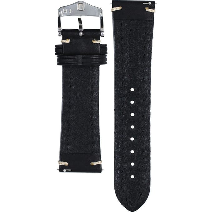 Hirsch Horlogeband -  Liberty Artisan Zwart - Leer - 24mm