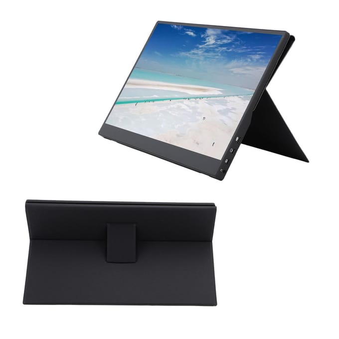 Draagbare Monitor 15,6 Inch USB Computer Gaming Display Laptop Scherm Extender met PU Leer Cover