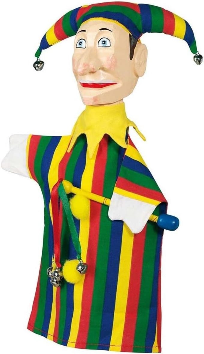 Handpop Joker - Handpop - Poppenkast Spel - Houten Speelgoed - 29 cm