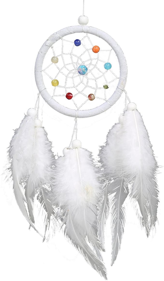 Dreamcatcher Creatieve Mini Auto Hanger(Wit)Geschikt voor Kerstmis, jubilea en als dagelijks cadeau.
