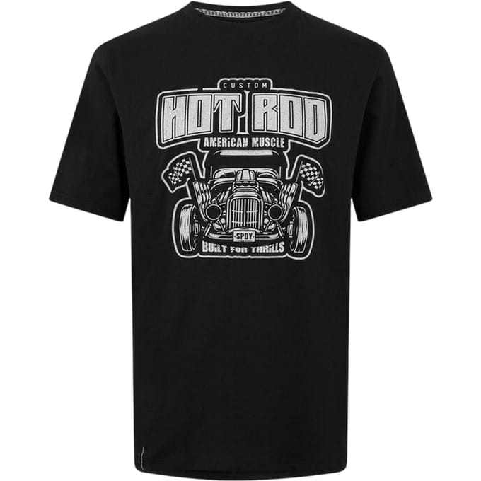 Threadbare T-shirt voor heren met hot rod-motief (Zwart)