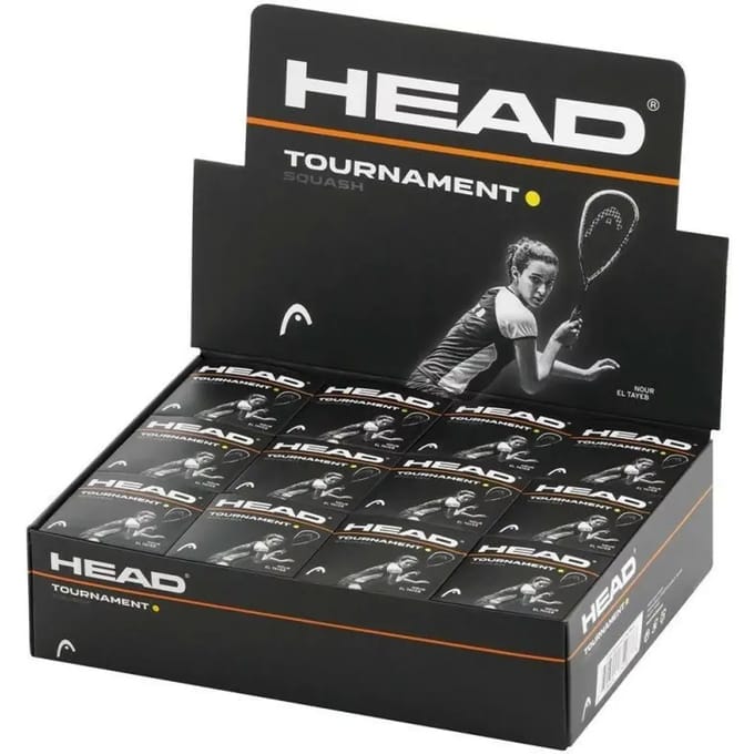 Head Tournament Squash Balls - Single Yellow Dot - Box of 12