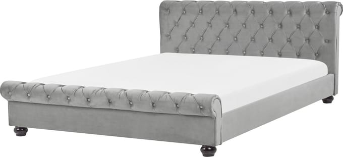 AVALLON - Tweepersoonsbed - Lichtgrijs - 180 x 200 cm - Fluweel