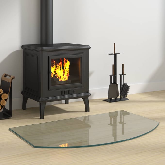 vidaXL - Glazen - haardplaat - Doorzichtig - 80 - x - 50 - cm - Glas