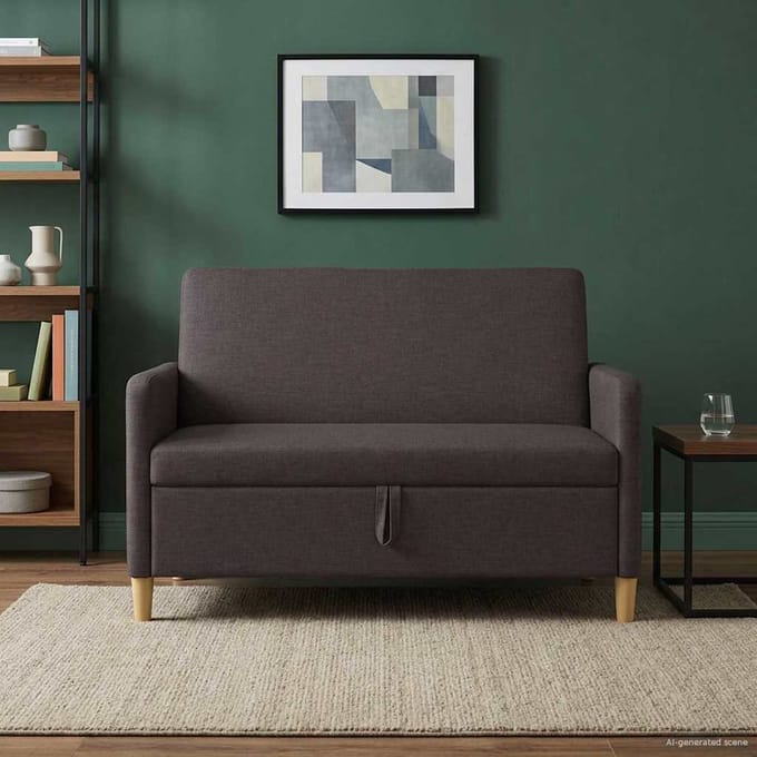 vidaXL Bank met opslag Donkerbruin 122 x 78 x 87 cm Polyester