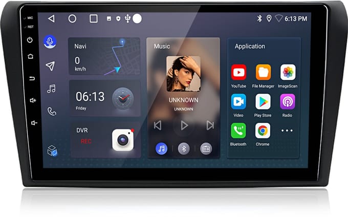 Junsun Android 15 Autoradio Geschikt Voor Mazda 3 2003-2009 BK Accessoires, 2GB+64GB, Draadloze CarPlay & Andriod Auto, DAB+, GPS-Navigatie, Bluetooth, 9-inch Touchscreen, DSP, Quad-core processor