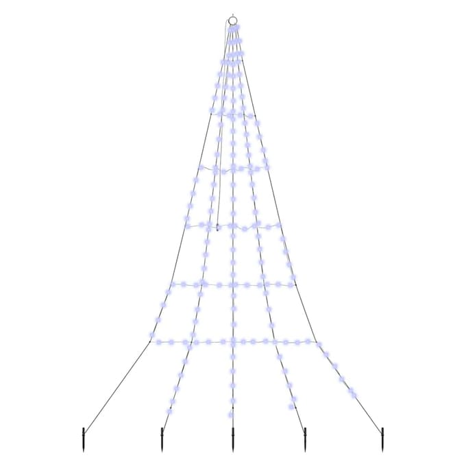 vidaXL - LED - Kerstboom - met - Grondspikes - Blauw - 306 - cm - Metaal