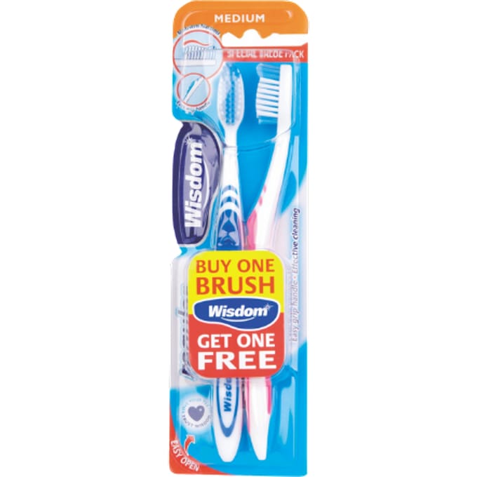 Wisdom Regular Plus Medium Tandenborstel - 2 stuks