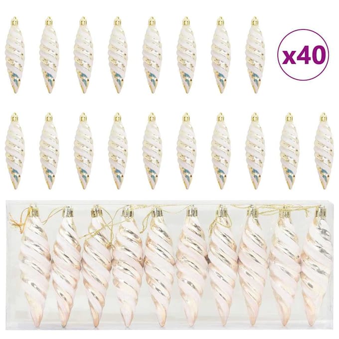vidaXL Kerst Spiralvorm Bal 40 st champagne 3 x 11 cm Kunststof