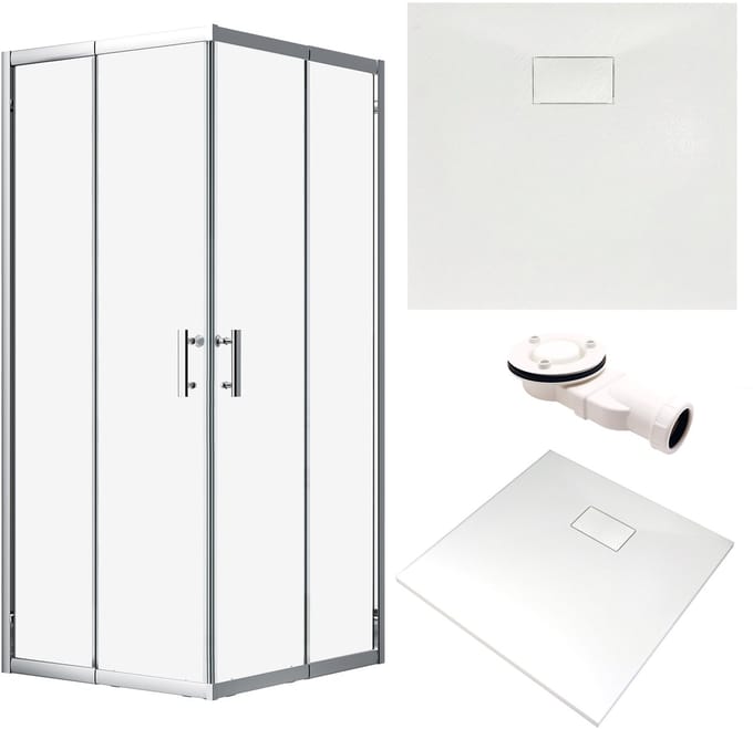 Bad Land HELA VIDAR douchecabine set - vierkant - 80 x 80 x 193 cm - chroom/wit
