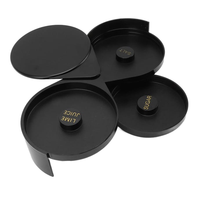 3-laags Bar Glasrimmer Voedselkwaliteit Professionele Suiker Zout Rimmers Bartender Tool voor Thuisbars black