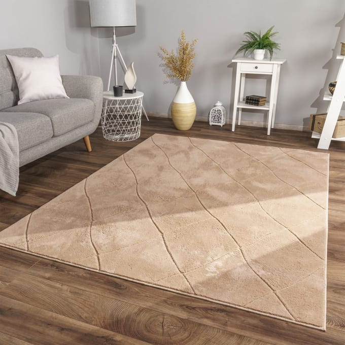 Woonkamertapijt eetkamer kortpolig Scandinavisch 60 x 100 cm Rechthoek 60 x 100 cm Rechthoek beige