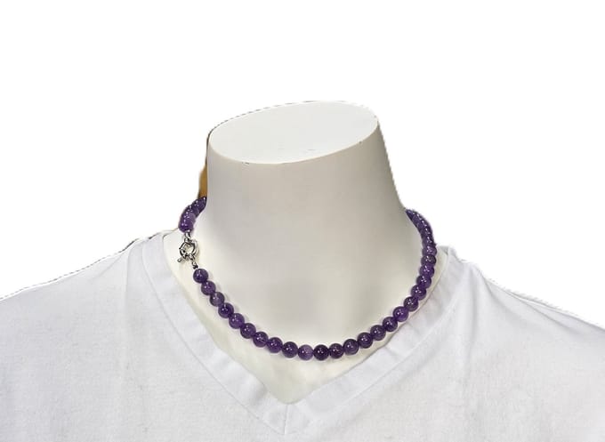 Amethist Kogelcollier 8mm met boeisluiting