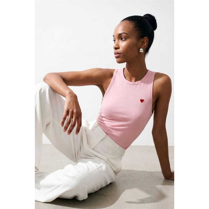 Geborduurd Mouwloos Slim-Fit Jersey Blouse