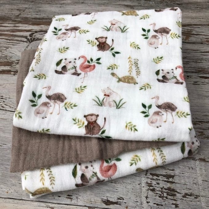 Hydrofieldoeken - set - dieren - taupe - 60x60cm - 3 stuks