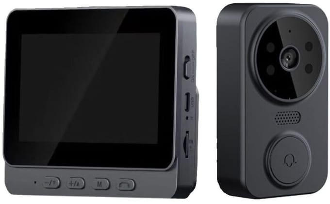 Draadloze Videodeurbel - Beeldintercom Deurbel - Veiligheid Thuis - 4.3 Inch IPS Scherm - 2.4G Draadloos - Zwart