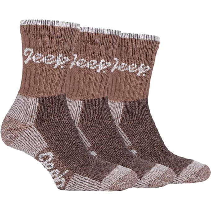 Jeep - 3 paar katoenen wandelsokken voor dames - Tan / Cream