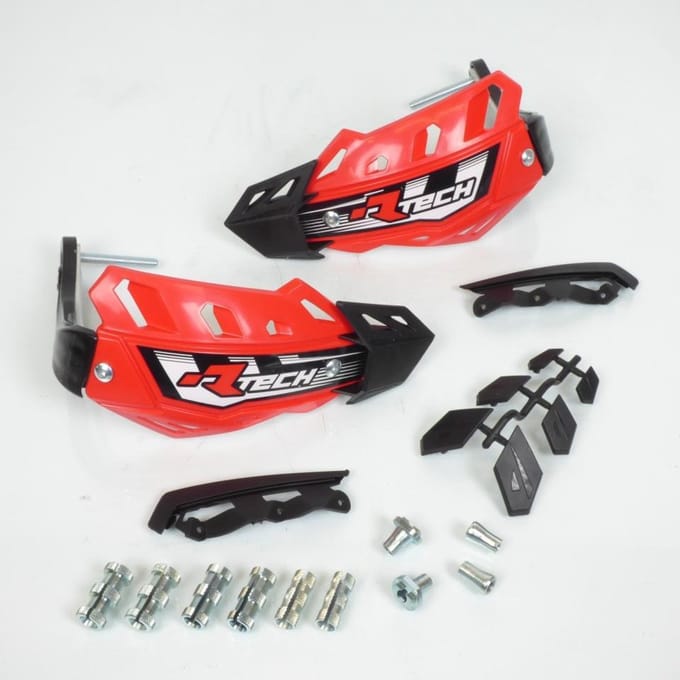 Protège main intégraux Racetech FLX rouge spécial pour Quad fixation embout de guidon