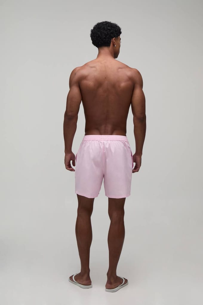 Ontspannen Katoenen Short In Boxerstijl Met Borduursel | Pink | Size Medium