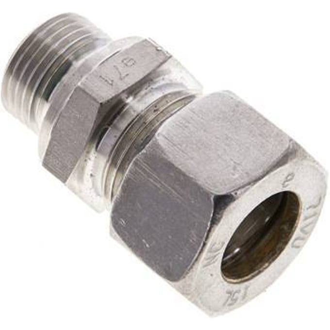15L & M18x1.5 RVS Rechte Knelfitting Buitendraad 315bar FKM ISO 8434-1